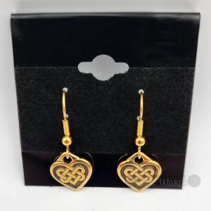 CW Gold Tone Celtic Knot Heart Earrings