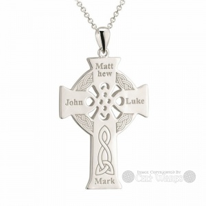 Four Apostles Silver Celtic Cross (Back)