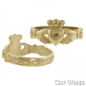 Claddagh Ring with Celtic Weave (Gold)