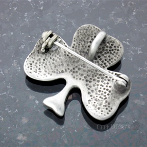Shamrock with Trinities Pewter Brooch / Pin - Back