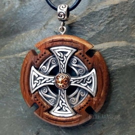 Celtic Cross Pendant in Walnut Trim