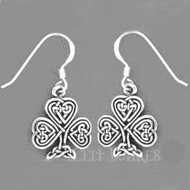 Shamrock Earrings with Celtic Inner Knot