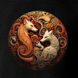 2 Celtic Foxes - Black T-Shirt