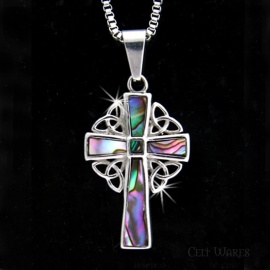 Abalone Cross with 4 Trinities