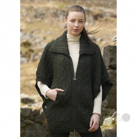 Aran Zipped Cape - Green