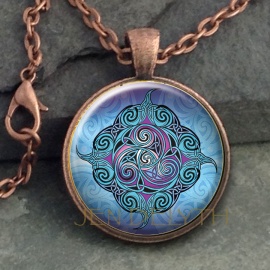 Blue Ceilidh Round Domed Pendant