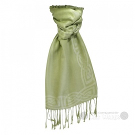 Celtic Border Pashmina Scarf - Moss Green