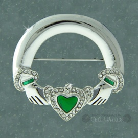 Claddagh Pin (CZs & Enamel)