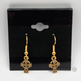 Gold Tone Celtic Cross Earrings