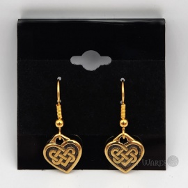 CW Gold Tone Celtic Knot Heart Earrings