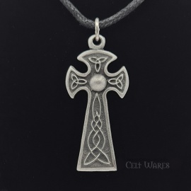 Sloped Celtic Cross Pewter Pendant