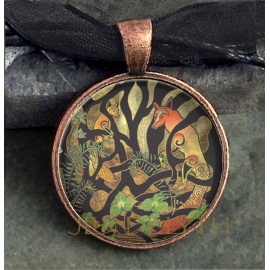 Fox Round Domed Pendant