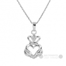 Heart in Hands Claddagh Silver Pendant