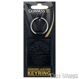 Guinness Black Leather Keyring