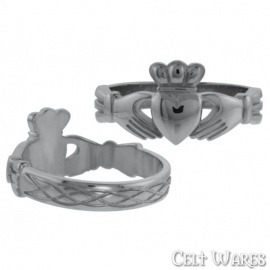 Claddagh Ring with Celtic Weave (Silver)