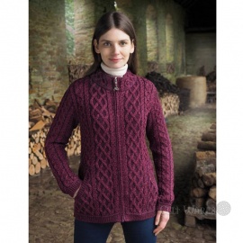 Ladies Zipped Cardigan - Purple Marl Mix