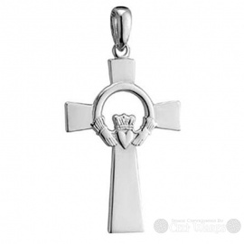 Details about   Stainless Steel Celtic Irish Claddagh Heart on Cross Pendant Necklace 