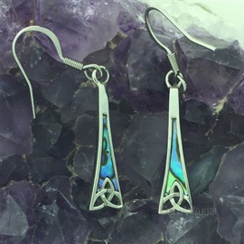 Long Abalone Steel Earrings with Trinity