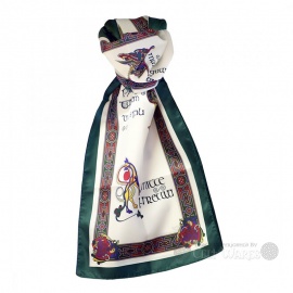 Long Kells Text Scarf - Green Trim