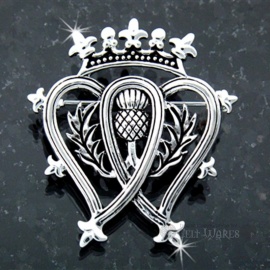 Luckenbooth Brooch with Thistle - Rhodium Finish