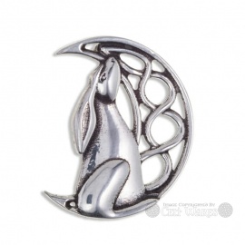 Moon Gazing Hare Celtic Brooch