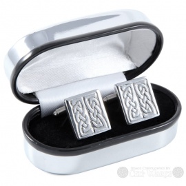 Pewter Cufflinks - Rentangle Double Knot