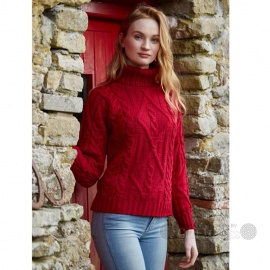 Polo Neck Merino Sweater - Red