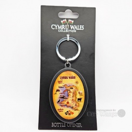 Welsh Map Bottle Opener Keyring (Front)