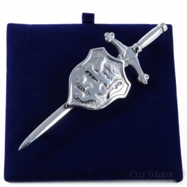 Rampart Lion Shield on Claymore Pewter Kilt Pin