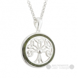 Round Tree of Life Necklace with Connemara Marble Frame