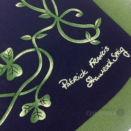 Shamrock Sprig Silk Scarf - Navy & Green