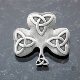 Shamrock with Trinities Pewter Brooch / Pin