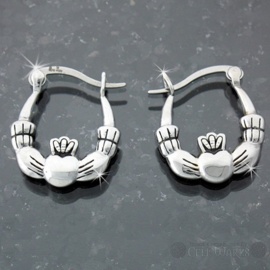 Steel Claddagh Hoop Earrings