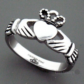 Stainless Steel Claddagh Ring (Open Crown)