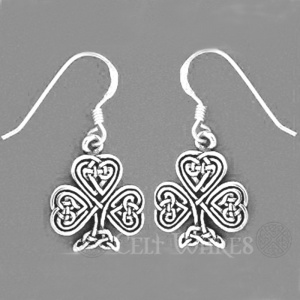Shamrock Earrings with Celtic Inner Knot