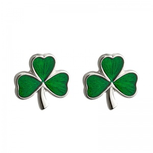 Shamrock Studs - Sterling Sliver Enamel