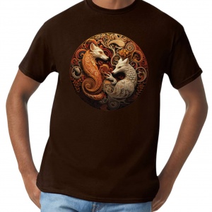 2 Celtic Foxes - Brown T-Shirt