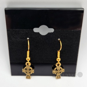 Gold Tone Celtic Cross Earrings