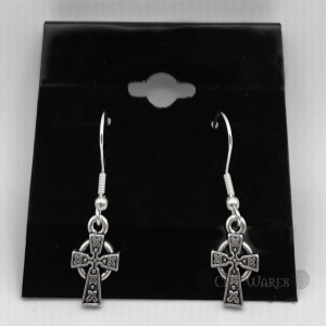 CW Silver Tone Celtic Cross Earrings