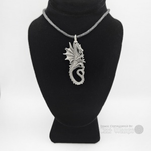 Vertical Dragon Pewter Pendant