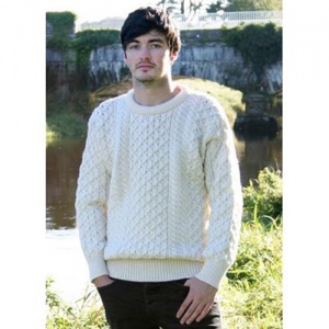 Irish Merino Aran Wool Sweater - Natural