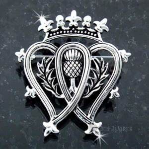 Luckenbooth Brooch with Thistle - Rhodium Finish