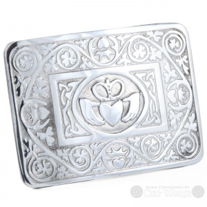 Pewter Belt Buckle - Claddagh & Shamrocks