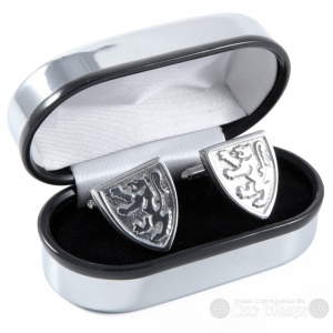 Pewter Cufflinks - Rampant Lion Shield