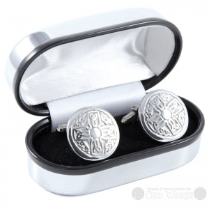 Pewter Cufflinks - Round Cross Knot