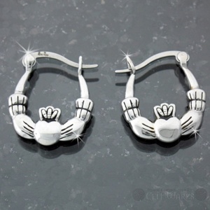 Steel Claddagh Hoop Earrings